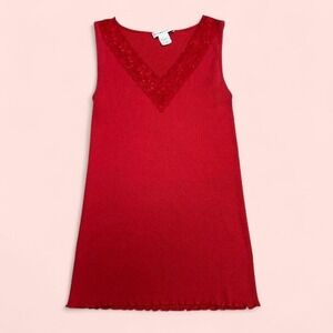 Y2K Red Lace Tank Top